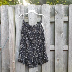 Talbots Skirt Size 14 Pure Silk Polka Dot Hi-Lo Ruffle Hem Midi